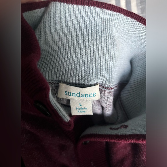 Sundance Highland Stitch Henley Burgundy Long Sleeve Pullover Sweater Size Large - Picture 5 of 5